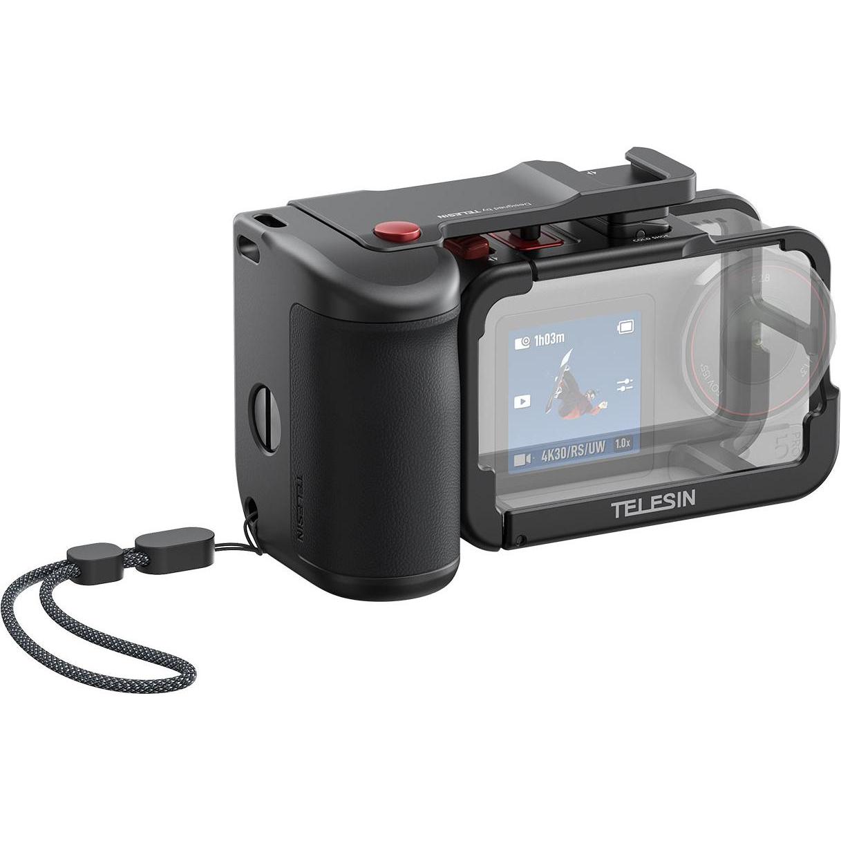 Telesin Street Photography Grip + Cage DJI Osmo Action 3/4/5, Accessori action cam, Nero