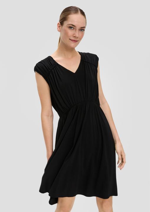 Actual product image S.Oliver Kleid Viskose-Mix-Kleid mit V-Ausschnitt und Raffungsdetails (46)