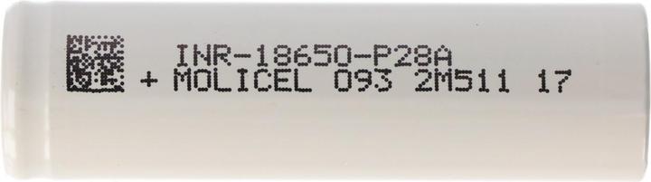 Actual product image Molicel INR18650-P28A 2800mAh 35A Li-ion battery, 3.6V - 3.7V unprotected, flat top (18650, 2800 mAh)