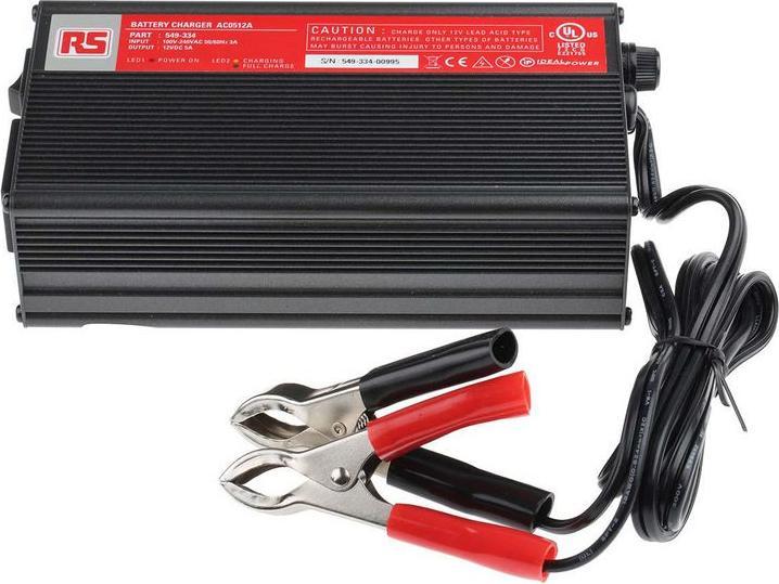 Produktbild RS PRO Bleiakku Ladegerät 12V 5A 3-stufig (UK) (Ladegerät ohne Akku)