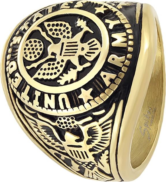 Image du produit Star Piercing Bague plaquée or US Army Aigle avec drapeau (67, Argent 925)