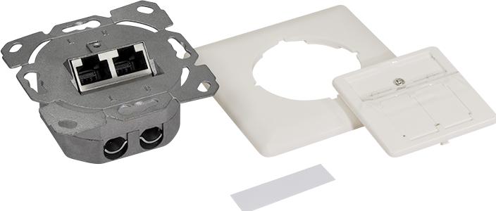 Produktbild LogiLink Cat.6A Netzwerkdose UP 2 x RJ45 geschirmt, reinweiss, senkrechte Kabelzuführung
