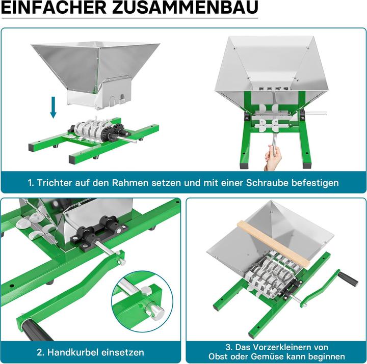 Produktbild Wiltec Obstmühle 7L Trichter Maische Handkurbel Obstmühle Saftpresse Apfelpresse