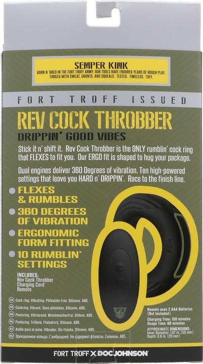 Actual product image Doc Johnson Rev Cock Throbber - Vibrating Cockring - Large - Black (5 cm)
