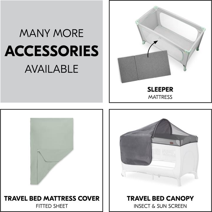 Productafbeelding Hauck Dream N Play Plus Travel Crib, dusty mint + Sleeper Mattress, 60 x 120 cm, Grey (60 x 120 cm)