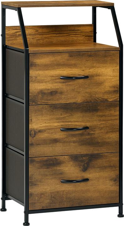 Produktbild Homcom Kommode Polyester, Stahl Rustikal-Braun (44 x 29 x 92 cm)