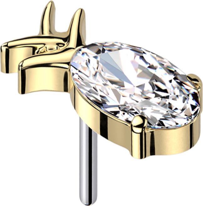 Actual product image Star Piercing Threadless Pineapple Gold Plated Crystal Silver (without brass, Titanium)