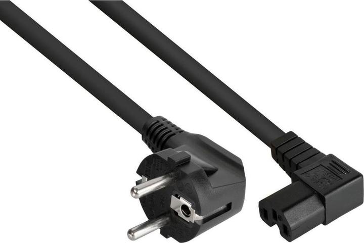 Produktbild Kabelmeister Netzkabel Schutzkontakt-Stecker Typ E+F (90° gew.) an Warmgeräte-Buchse C15 (r. gew.) (0.50 m)