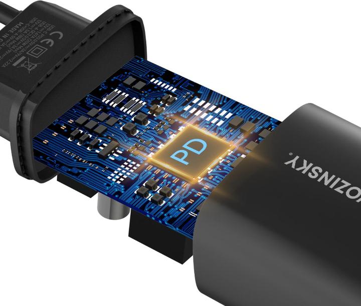 Actual product image Wozinsky WGWCB USB-A USB-C 20W wall charger - black (20 W)