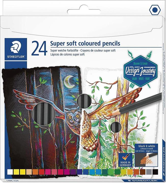 Produktbild Staedtler Farbstift soft 24ST (Orange, Pink, Magenta, Cyan, Bordeaux, Green, Grey, Black, Purple, White, Red, Yellow, Blue, Brown, 24 x)