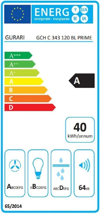 Label énergétique Gurari GCH C 343 120 BL (Hotte de plafond)
