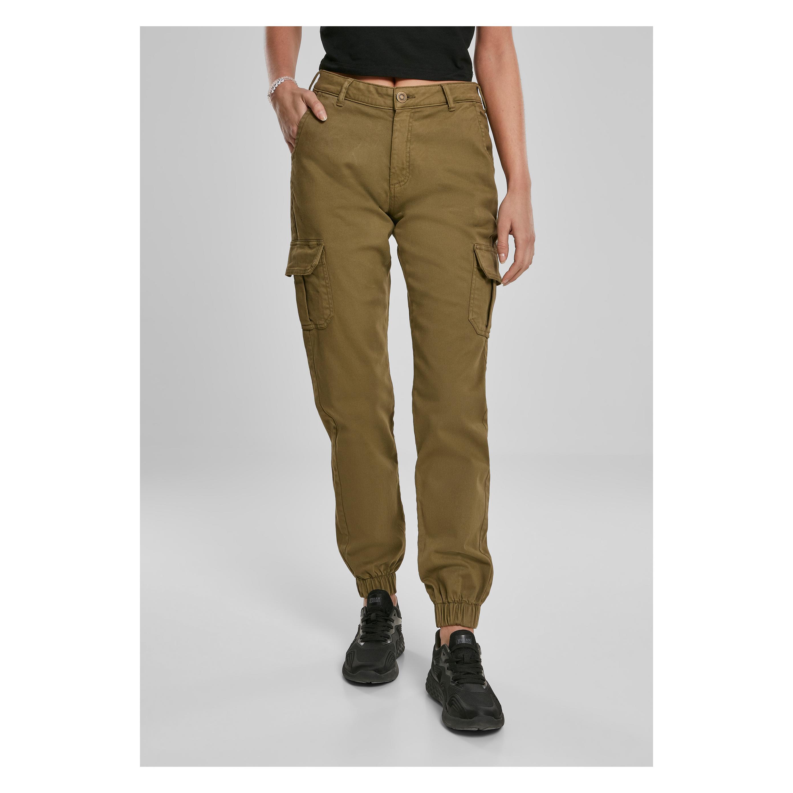 Urban Classics, Damen, Hosen, Ladies High Waist Cargo Pants, Grün, (26)