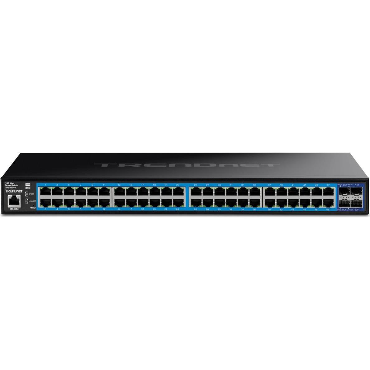Trendnet 52-Port Gigabit Web Smart Switch With 10g Sfp+ Slots (52 Ports), Netzwerk Switch, Schwarz