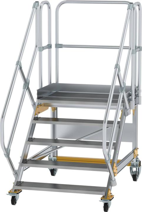 Produktbild Munk Plattformtreppe 45° fahrbar Stufenbreite 1000mm 5 Stufen Aluminium geriffelt (Plattformleiter, 46 cm)