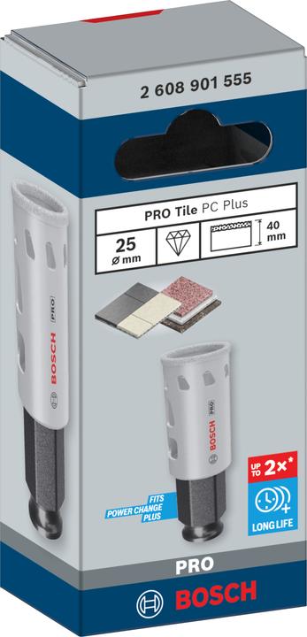 Actual product image Bosch Professional Zubehör PRO Tile PC Plus hole saw, 25 mm, HS (25 millimetres)