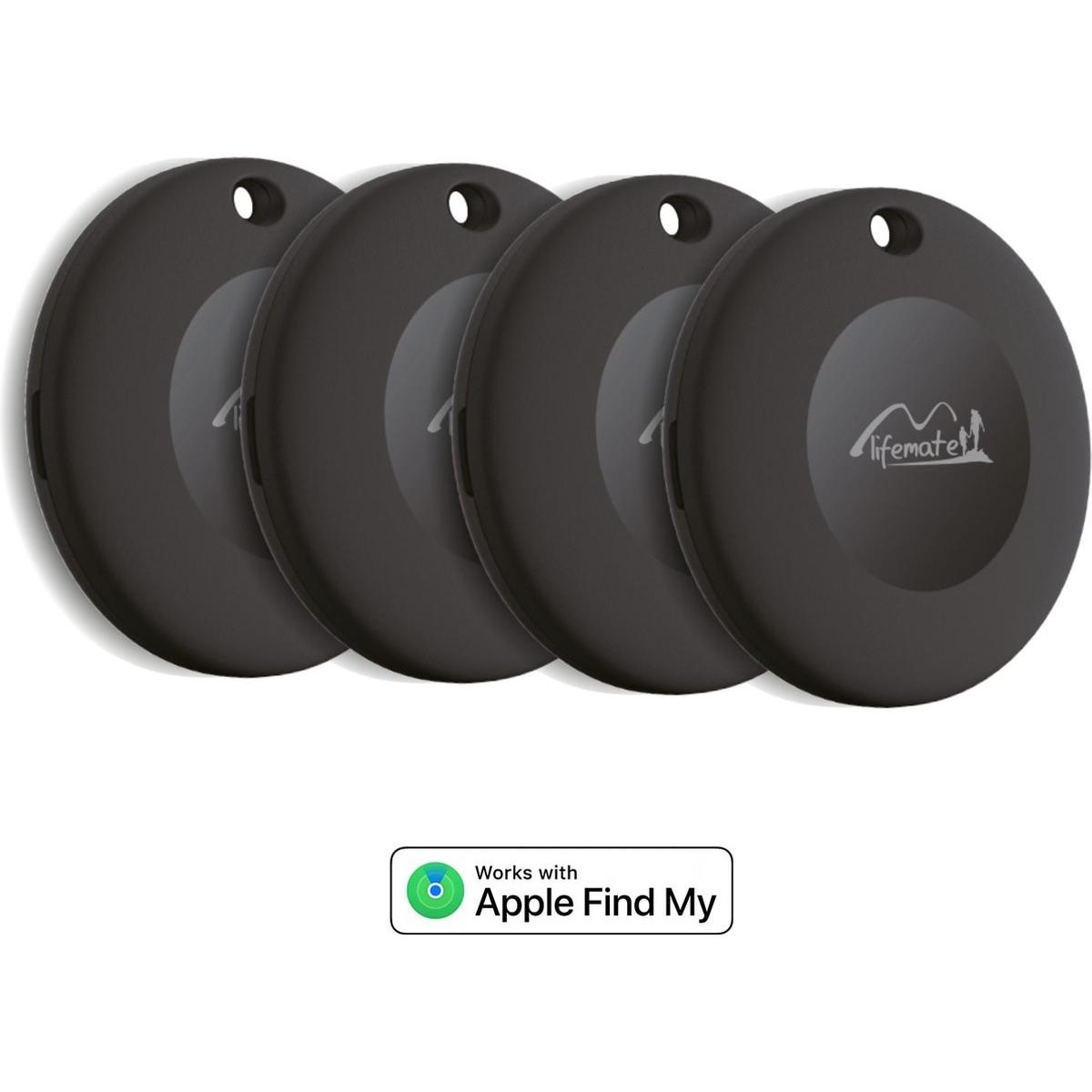 Lifemate Life Tag - Apple Find My / Zoek Mijn - 4 Pack - AirTag Alternatief (LM-LT-4P) (Apple, iOS), Localizzatore GPS, Nero