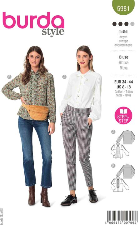 Produktbild Schnittmuster Langarmbluse mit Biesen am Ärmel