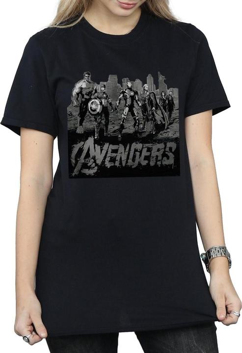Actual product image Womens/Ladies Avengers Mono Team Art Cotton Boyfriend T-Shirt (L)