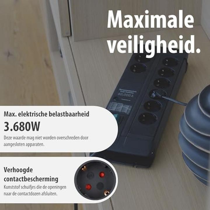 Produktbild Brennenstuhl 1256000698 Steckdosenleiste Schwarz Schutzkontakt 1 St. (8x, CEE 7/3, 3 m)