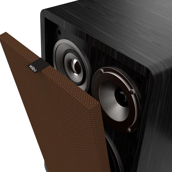 Image du produit Wiibo Enceinte vintage 6 noir hi-fi 100 W, 3 voies, grille amovible, son surround (100 W)