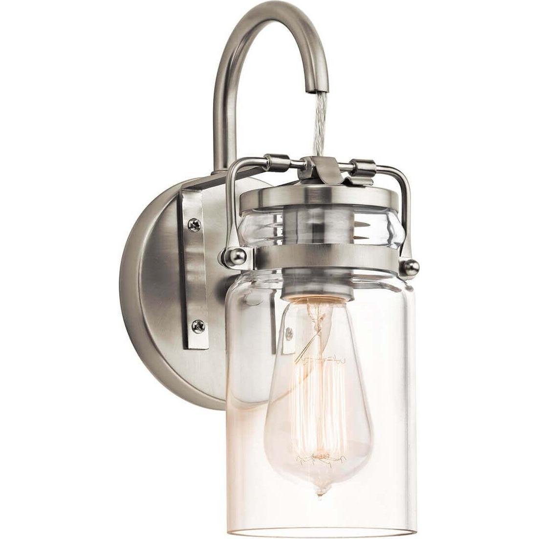 Elstead Lighting, Wandleuchte + Deckenleuchte, Brinley Wandleuchte E27 Nickel gebürstet (E27)