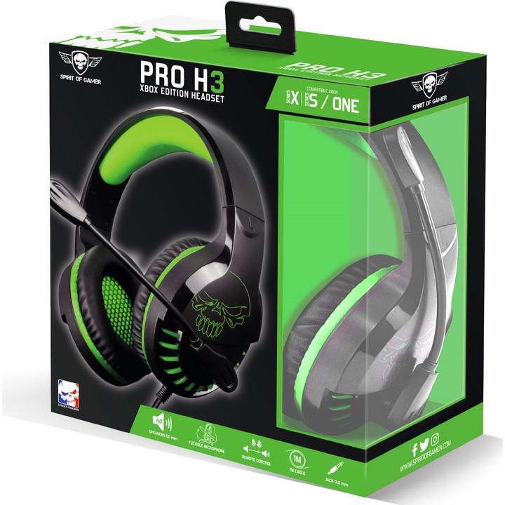 Actual product image Spirit Of Gamer Casque Micro Gamer Pro H3 Xbox Edition (Noir/Vert) (Cable)
