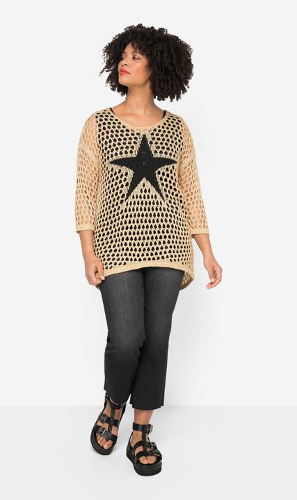 Produktbild Angel of Style Pullover, Relaxed Fit, Grobstrick, Stern, 3/4-Ärmel (58)