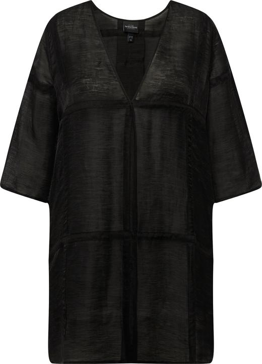 Immagine prodotto Ulla Popken Giacca a camicia dal taglio svasato in misto lino con scollo a V e maniche a 3/4 (58)