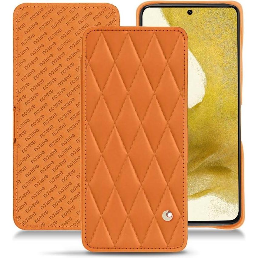 Noreve Lederschutzhülle horizontal (Samsung Galaxy S22), Smartphone Hülle, Orange