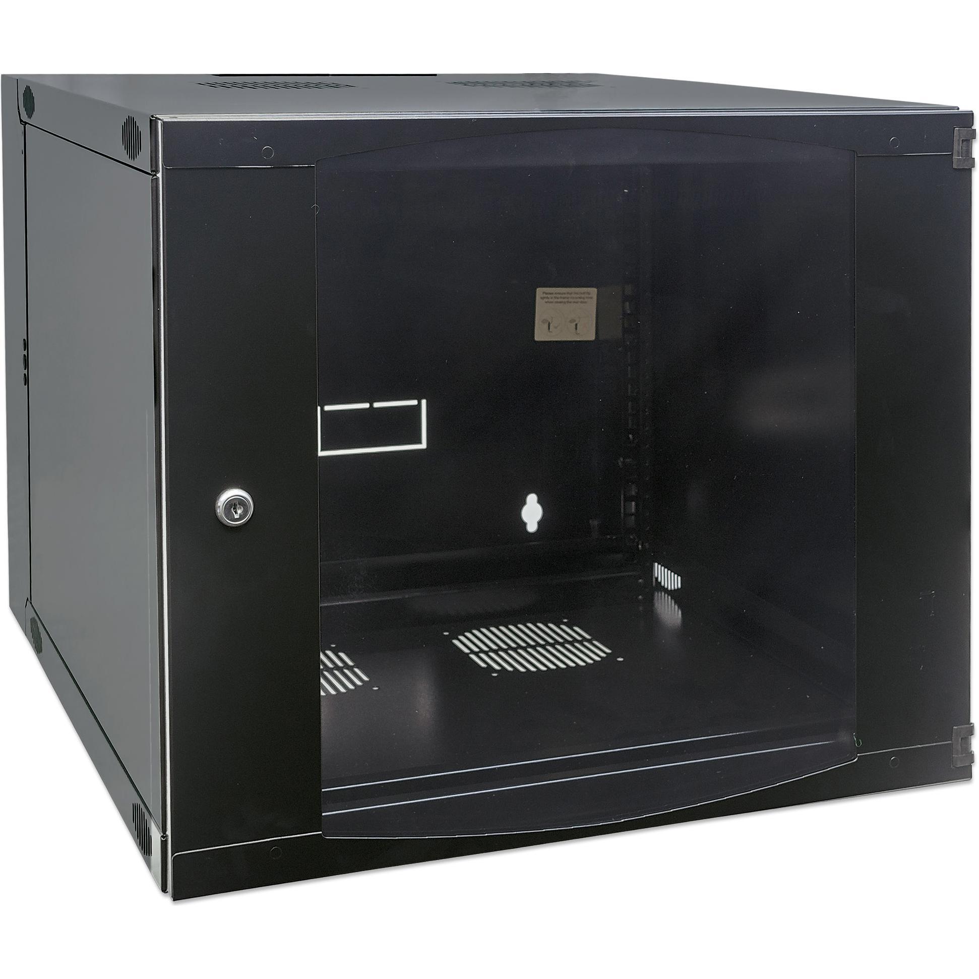 Intellinet 19" Wandverteiler mit Schwenkrahmen (10.87 HE, 19 Zoll Rack), Serverschrank, Schwarz