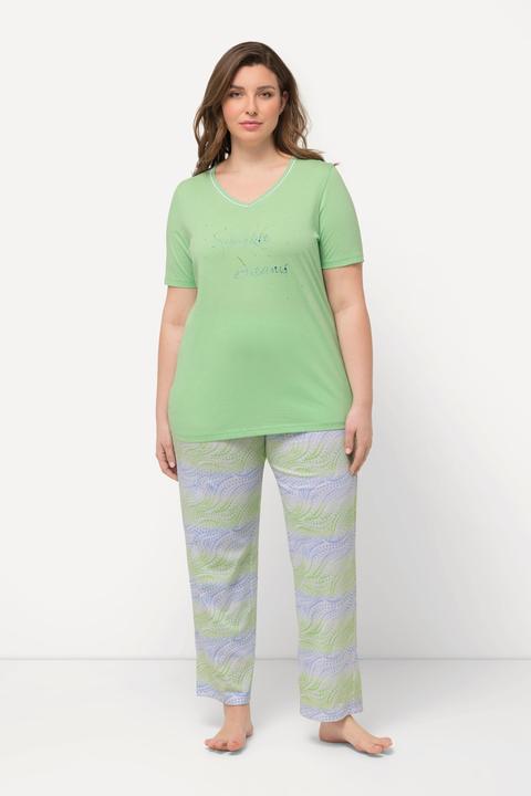 Produktbild Ulla Popken Pyjama, Wellenmuster, V-Ausschnitt, Halbarm (46, 48)