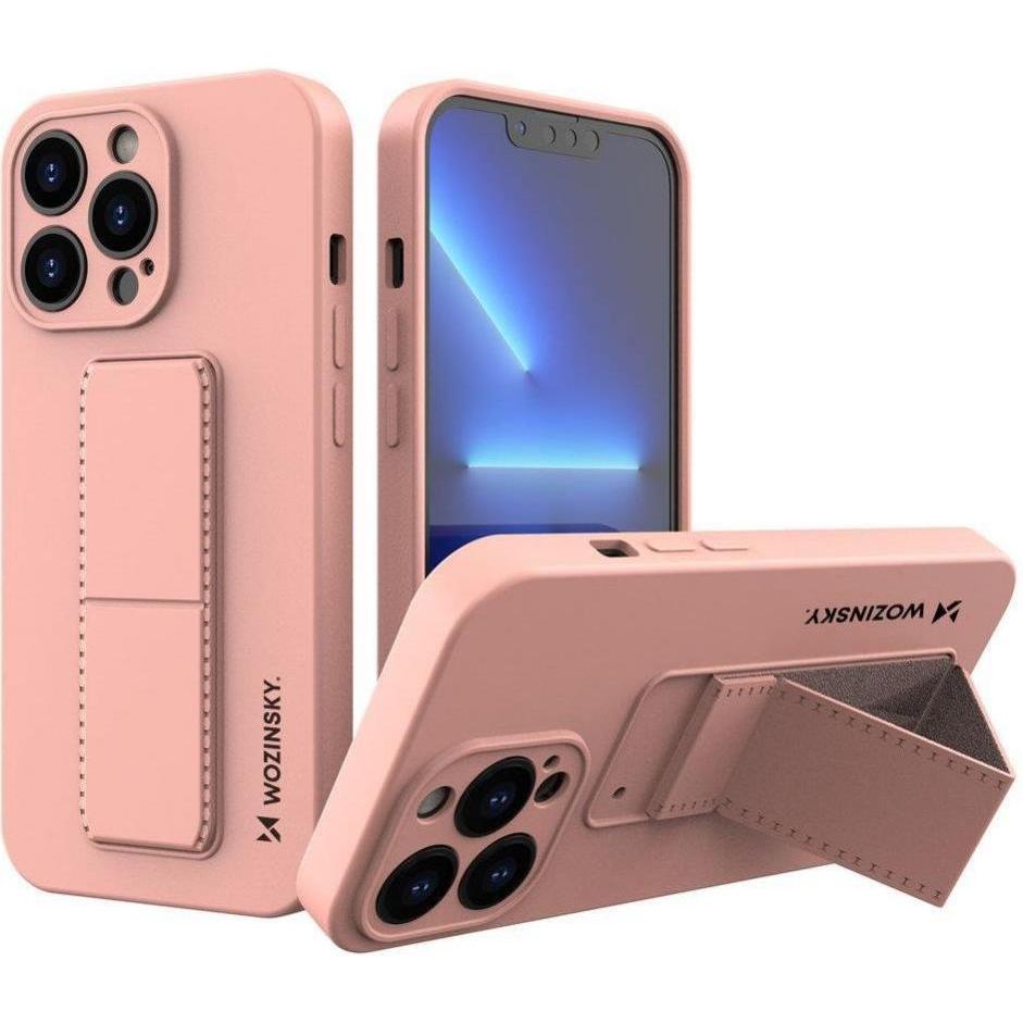 Wozinsky Kickstand Case iPhone 13 Pro pink silicone case with stand (Apple iPhone 13 Pro), Smartphone Hülle, Rosa