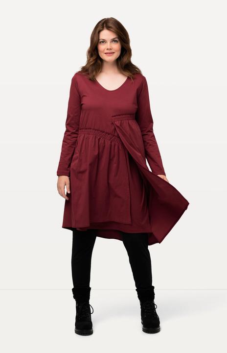 Actual product image Ulla Popken Eco Cotton Asymmetric Cross Seam Long Sleeve Dress (46, 48)