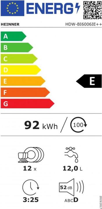 Energie-Label Heinner HDW-BI6006IE++