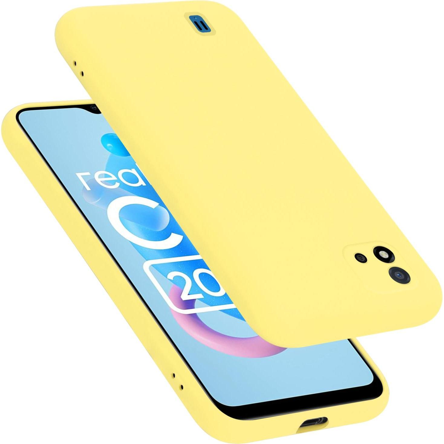 Cadorabo TPU Liquid Silicone Case Hülle für Realme C11 2021 (Realme C11 2021), Smartphone Hülle, Gelb