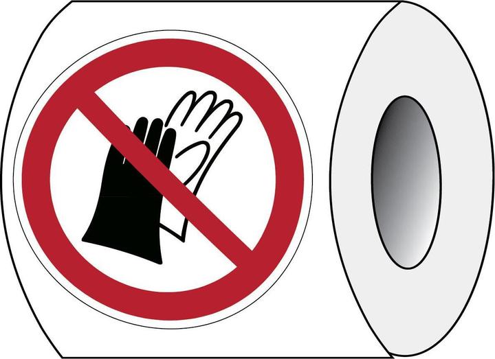Actual product image Brady ISO 7010 PIC P028 B-7541 ISO safety labelling - Do not wear protective gloves