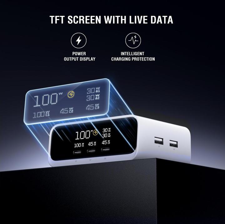 Produktbild 4smarts Desk Charger GaN Screen (100 W, 5 Ports)