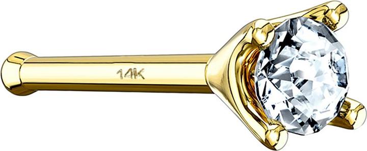 Actual product image Star Piercing Nose stud straight 14k gold with crystal silver set (without brass, 14k gold)