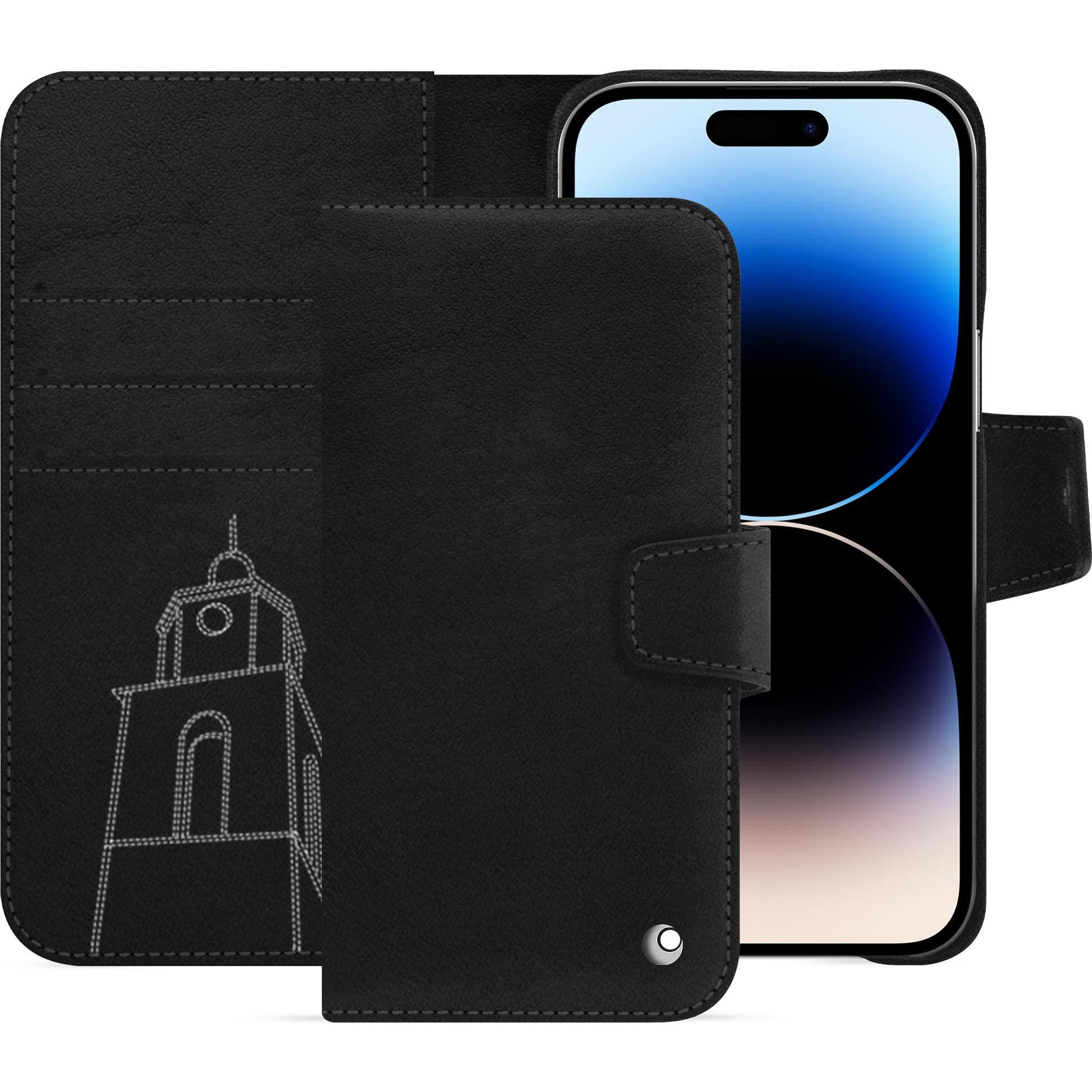 Noreve Lederschutzhülle Apple iPhone 15 Pro Max (Apple iPhone 15 Pro Max), Smartphone Hülle, Schwarz