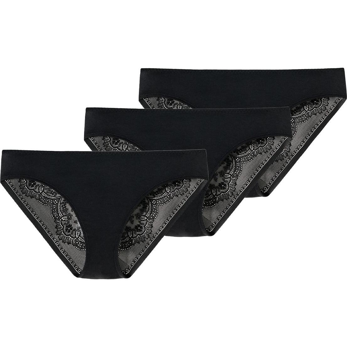 Schiesser, Damen, Unterhosen, 3er Pack Invisible Lace Slip, Schwarz, (34, 3er Pack)