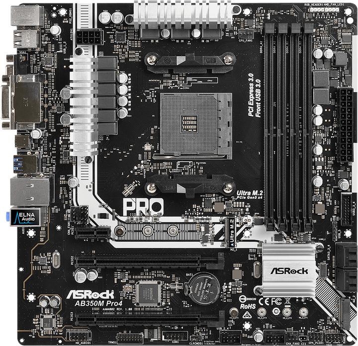 Actual product image AsRock AB350M Pro4 (AM4, AMD B350, mATX)