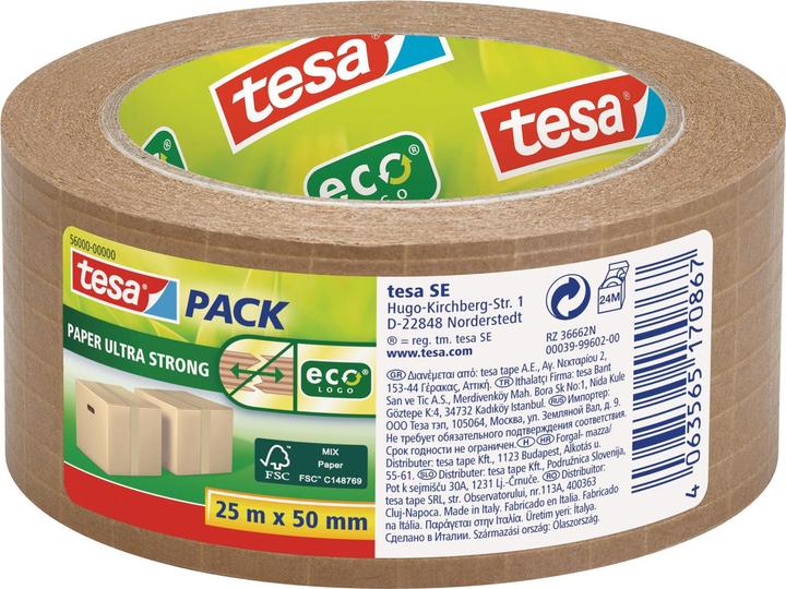 tesa Nastro da imballaggio in carta ecoLogo Ultra Strong (50 mm)