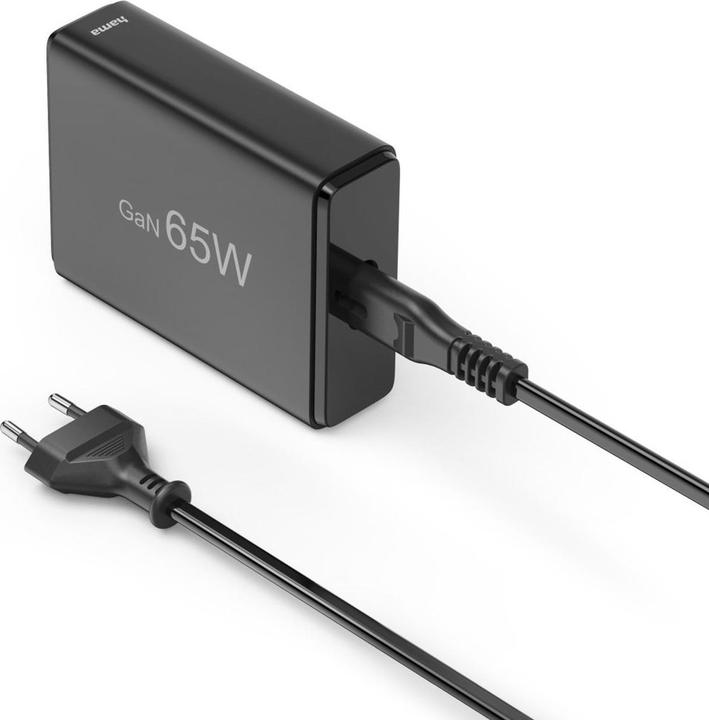 Produktbild Hama Ladestation 4 Ports, GaN, Schnellladegerät, 2xUSB-C, 2xUSB-A, PD, 65 W, SW (65 W, 4 Ports)