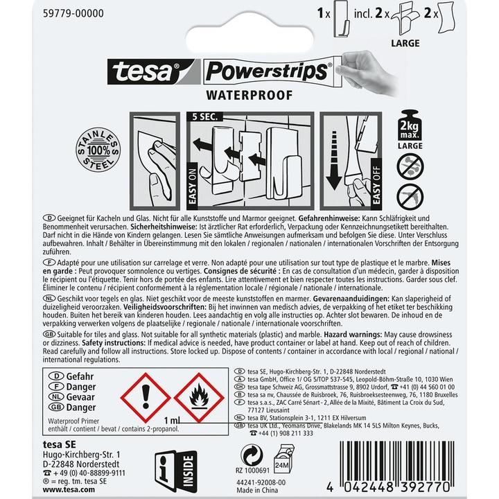 Produktbild tesa Powerstrips Waterproof Haken L