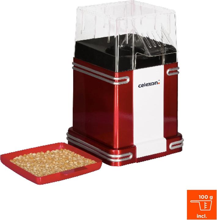 Actual product image Celexon CinePop CP250 Popcorn machine in retro look incl. lid for dosing Filling quantity approx. 100g Ma