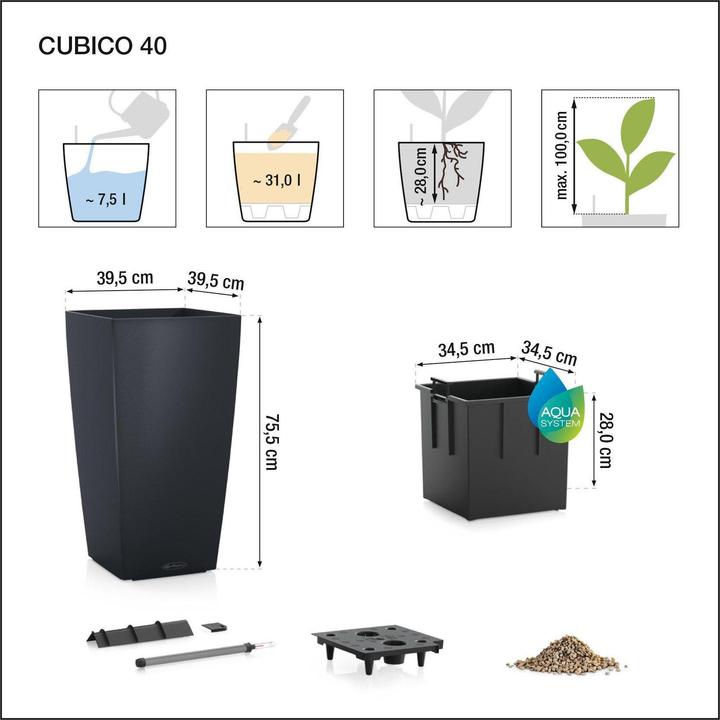 Actual product image Lechuza Cubico 40 roller coaster