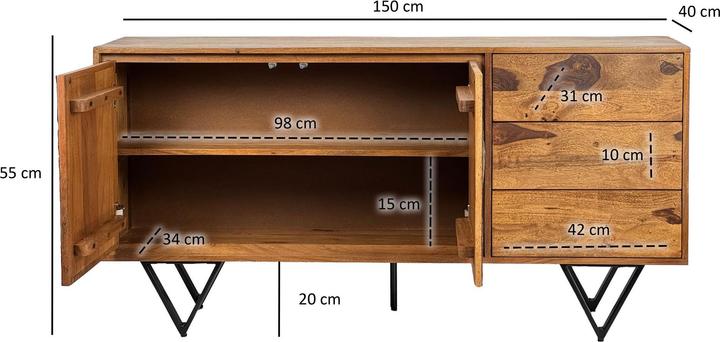 Actual product image Wohnling Sheesham (150 x 55 x 40 cm)