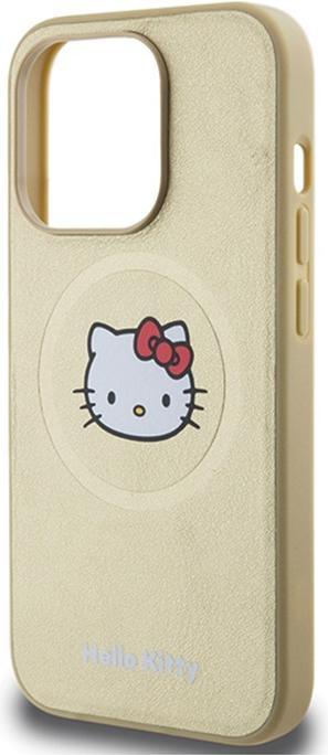Productafbeelding Hello Kitty HKHMP15LPGHCKD iPhone 15 Pro 6.1" złoty/goud hardcase lederen Kitty Head MagSafe (Apple iPhone 15 Pro)