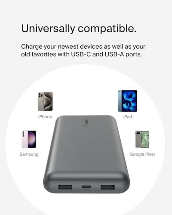Actual product image Belkin 20k power bank 15w space grey (20000 mAh, 15 W, 74 Wh)