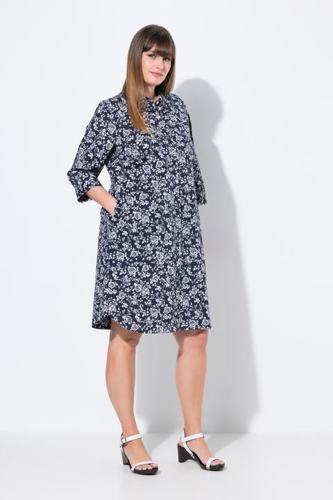 Produktbild Ulla Popken Hemdblusenkleid, A-Linie, Hemdkragen, 3/4-Arm (42, 44)